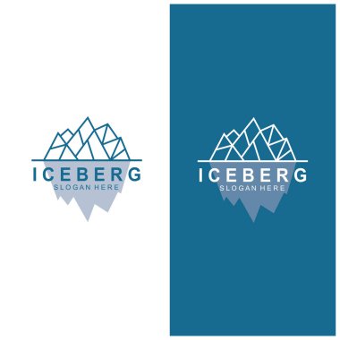Iceberg logosu Antarktika Soğuk Dağ Logosu Tasarımı mavi renkli basit tasarım  