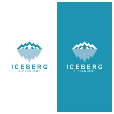 Iceberg logosu Antarktika Soğuk Dağ Logosu Tasarımı mavi renkli basit tasarım  