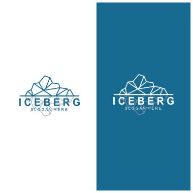 Iceberg logosu Antarktika Soğuk Dağ Logosu Tasarımı mavi renkli basit tasarım  