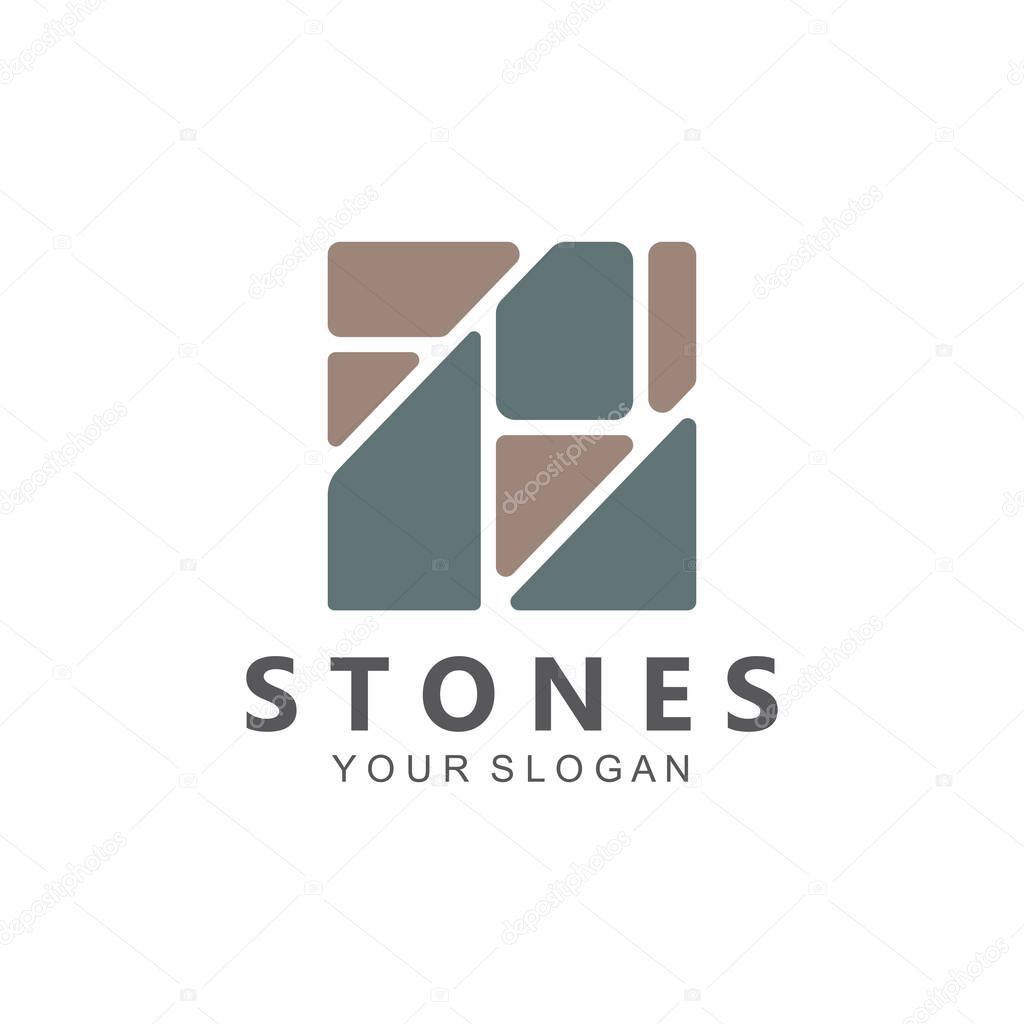 Home Stone Logo  zenstone  balance stone logo with Geometric Arch Design