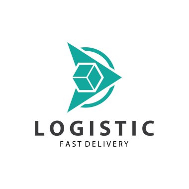 Lojistik kutu logosu logosu hızlı dağıtım şablonu tasarımı ve basit tasarım
