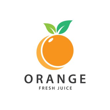 turuncu logo, portakal suyu logosu, basit tasarımlı marka için taze meyve suyu.