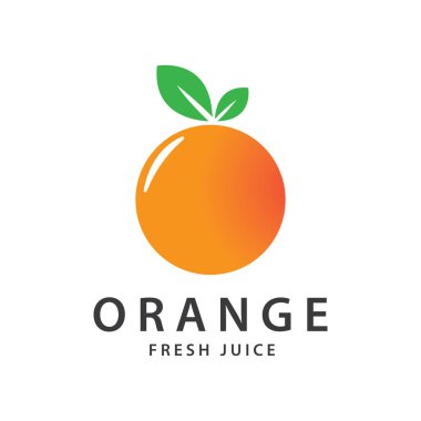 turuncu logo, portakal suyu logosu, basit tasarımlı marka için taze meyve suyu.