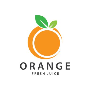 turuncu logo, portakal suyu logosu, basit tasarımlı marka için taze meyve suyu.