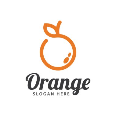 turuncu logo, portakal suyu logosu, basit tasarımlı marka için taze meyve suyu.