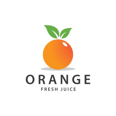 turuncu logo, portakal suyu logosu, basit tasarımlı marka için taze meyve suyu.