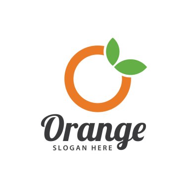 turuncu logo, portakal suyu logosu, basit tasarımlı marka için taze meyve suyu.