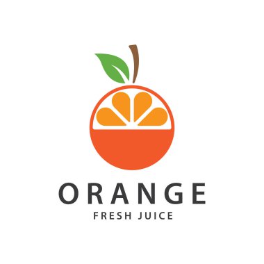 turuncu logo, portakal suyu logosu, basit tasarımlı marka için taze meyve suyu.
