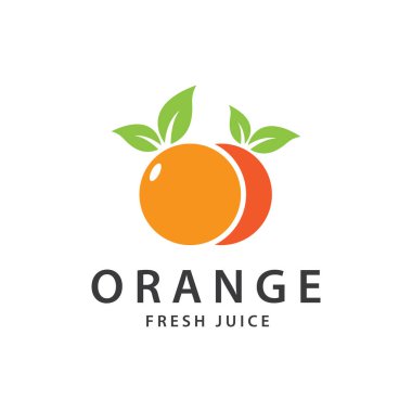 turuncu logo, portakal suyu logosu, basit tasarımlı marka için taze meyve suyu.