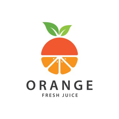 turuncu logo, portakal suyu logosu, basit tasarımlı marka için taze meyve suyu.
