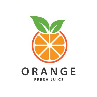 turuncu logo, portakal suyu logosu, basit tasarımlı marka için taze meyve suyu.