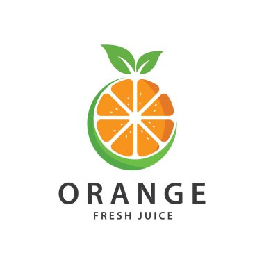 turuncu logo, portakal suyu logosu, basit tasarımlı marka için taze meyve suyu.