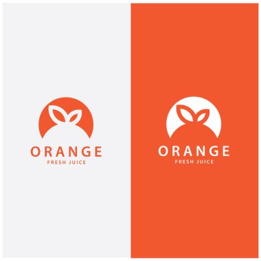 turuncu logo, portakal suyu logosu, basit tasarımlı marka için taze meyve suyu.