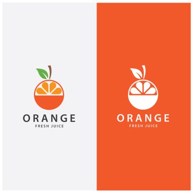 turuncu logo, portakal suyu logosu, basit tasarımlı marka için taze meyve suyu.