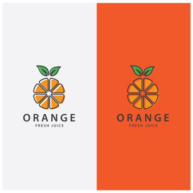 turuncu logo, portakal suyu logosu, basit tasarımlı marka için taze meyve suyu.