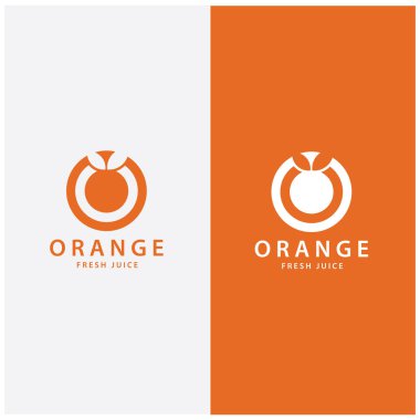 turuncu logo, portakal suyu logosu, basit tasarımlı marka için taze meyve suyu.