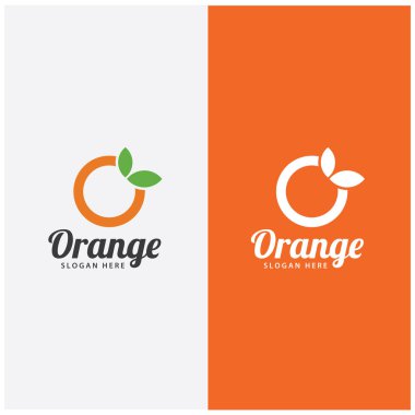 turuncu logo, portakal suyu logosu, basit tasarımlı marka için taze meyve suyu.