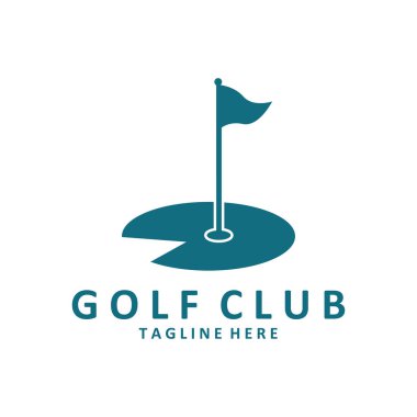 Golf şampiyonluğu logosunun golf logosu tasarım şablonu golf bayrağı logosu illüstrasyon yaratıcı ikon tasarım konsepti