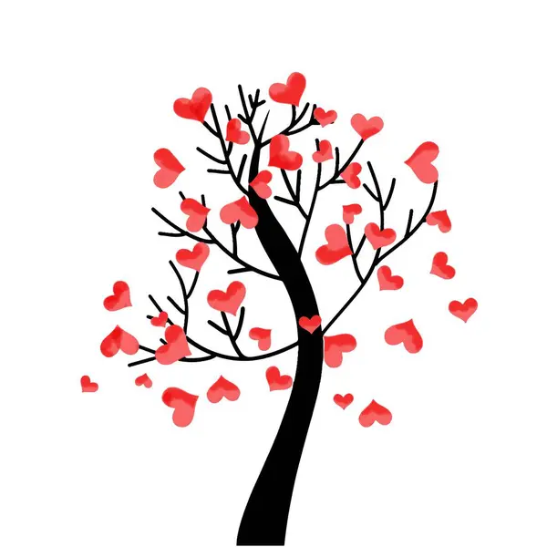 Akvarell Kärlek Träd Med Isolerad Vit Bakgrund Lämplig För Sociala — Stock vektor