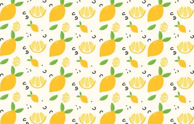 Duvar kağıdı, kumaş baskısı, dekoratif ambalaj kağıdı, pankart, masa örtüsü ya da canlı temalı etkinlikler için arkaplan. Limon karalama tarzında dilimler