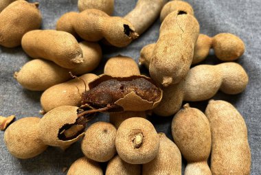 Olgun, tatlı demirhindi ve tropikal meyveler yakın.