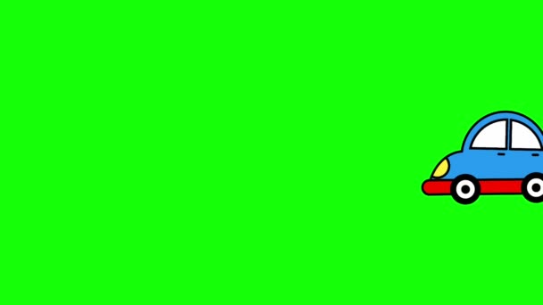 Hdシームレスループアニメーション 右から左に移動するカエルカー 緑の画面背景に隔離 — ストック動画
