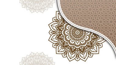 Altın arabesk arap stili İslami süslemeli mandala desenli boş alan. Kağıt biçimi İslami arkaplan.
