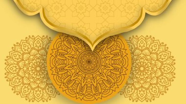 Altın arabesk arap stili İslami süslemeli mandala desenli boş alan. Kağıt biçimi İslami arkaplan.