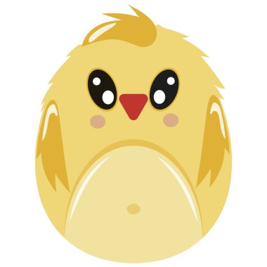 Hayvan motifleriyle boyanmış bir Paskalya yumurtası şablonu. Sarı tavuk şeklinde boyanmış, posterler, afişler ya da tatil kartları için.