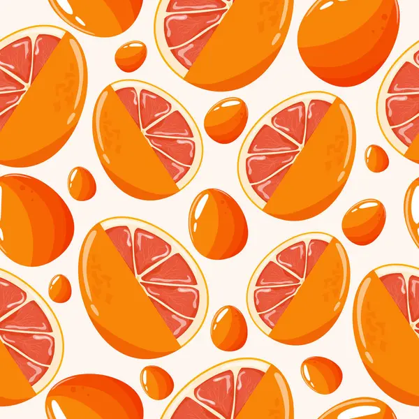 Tatil posteri, tekstil veya ambalaj için süslü yumurtalar sulu greyfurtlu ve portakal yumurtalı paskalya pürüzsüz deseni.