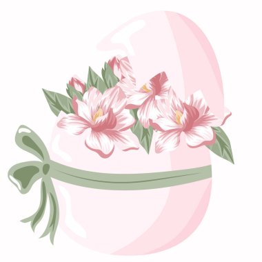 Orijinal pembe Paskalya yumurtası tasarımı, yani yumurta kabuğu posterler, reklamlar ve afişler için pembe manolyalar ile doludur.