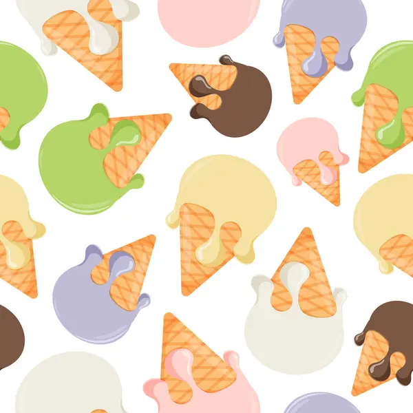 Değişik boyutlarda waffle külahlarında, posterler, afişler ve ambalajlar için kusursuz renkli dondurma topları.