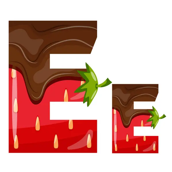 Erimiş siyah çikolatalı çilek tasarımı alfabesi. Tasarımlar, posterler ve afişler için E harfi.