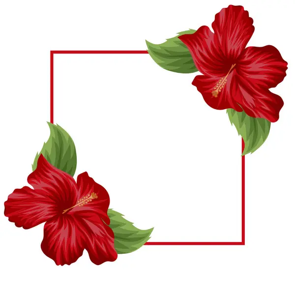 İskambil kağıtları, davetiyeler veya afişler için çerçevenin her iki tarafında açık kırmızı mallowlar olan kare çerçeveli neşeli, kavramsal bir poster.
