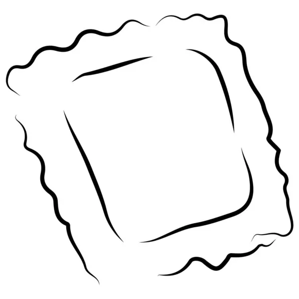 Gıda logosu, yani dikdörtgen ravioli. Çizgi sanatı tarzında orijinal hatlarıyla çeşitli dolgular çizilmiş.