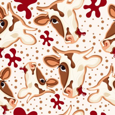 Cadılar Bayramı için zencefilli kurabiye ve şekerli şekerleme ve inek tasarımı ile kusursuz desen. Kafanın yarısı ortasında kırmızı şurup olan bir iskelet olarak yapılmış.