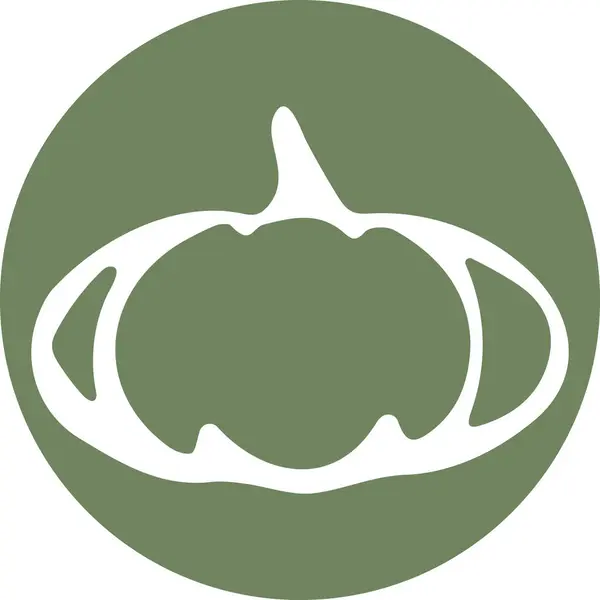 yuvarlak yeşil etiket şablonu bir dışbükey çizgisi ve uzatılmış kabak, vektör