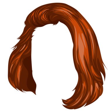 Kadın oval yüzü için kırmızı kare saç modeli, arka plan yok, vektör illüstrasyonu