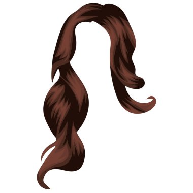 Uzun, kahverengi kızıl saçlı bir kadın karakter dizaynı için bir omuzdan aşağı düşüyor.