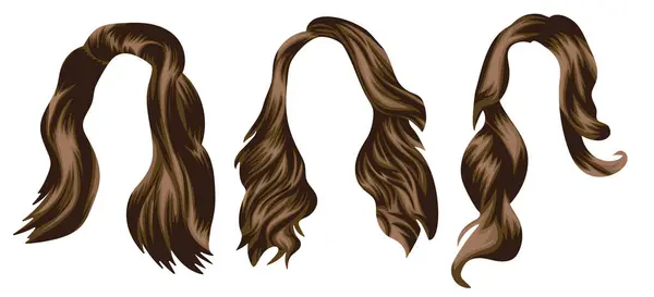 Kadınların orta boy saçlarının şablonları açık kahverengi tonlarda, karakterler için, çeşitli tasarımlar için