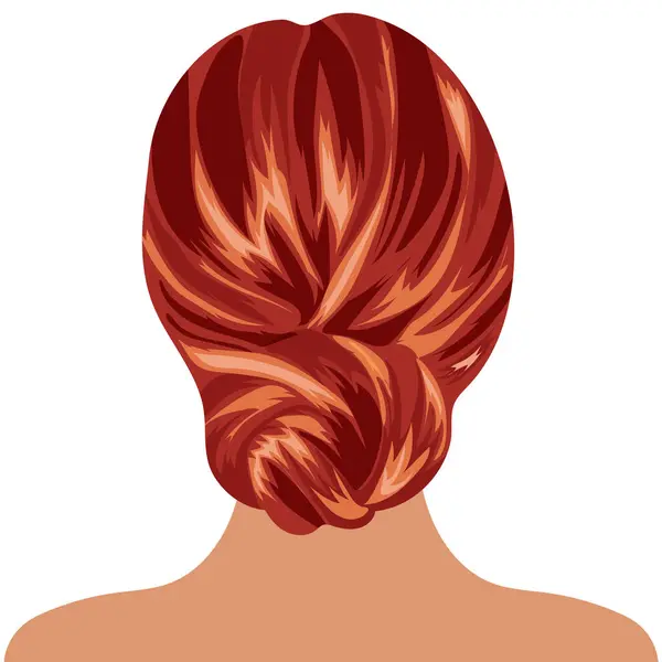 uzun kızıl saçlı kadın saç stili, vektör çizimi