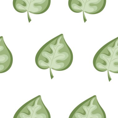Beyaz arka planda parlak yeşil yuvarlak yapraklı pürüzsüz yay deseni, sarma veya tekstil için