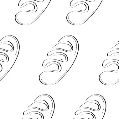 Gıda veya tekstil ambalajı için, sanat tarzında çizilmiş hamur işleri ve somunlarla kusursuz desen