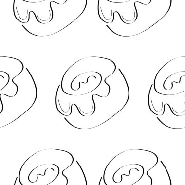 Hamur işleri ile kusursuz desen, yani, yiyecek ya da tekstil ambalajı için sanat tarzında çizilmiş çörekler.