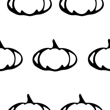 Yuvarlak, uzun şekilli balkabaklarıyla kusursuz desen beyaz arka planda çizilmiş, ambalaj veya tekstil için