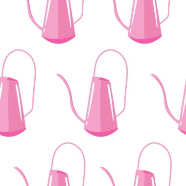 Sulama kutularında pürüzsüz desen, yani beyaz arka planda uzun, kıvrımlı bir oluğu olan pembe bir sulama kutusu, ambalaj ya da tekstil için.