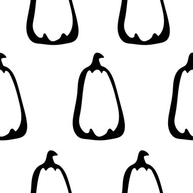 Beyaz arkaplanda kök ana hatlarıyla çizilmiş uzun şekilli balkabaklarıyla kusursuz desen, ambalaj veya tekstil için