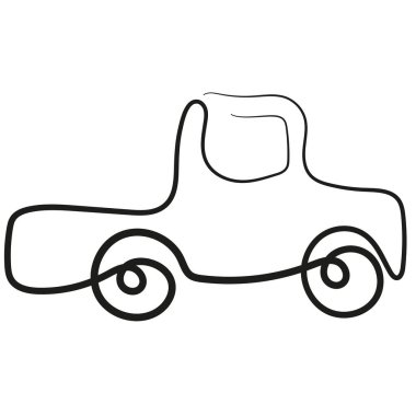 Basit bir ulaşım simgesi, yani uzun bir yolcu arabası, orijinal bir hatla çizilmiş, logolar ve çeşitli tasarımlar için.