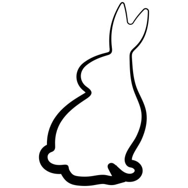 Paskalya tavşanının basit bir simgesi arka ayakları üzerinde sağ tarafa döndü. Orijinal bir ana hatla çizilmiş çizgi sanatı, logolar ve çeşitli tasarımlar için.