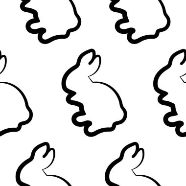 Basit tavşan simgeleriyle kusursuz desenler, çizgi sanatı tarzında yıkanabilir, logolar veya tatil tasarımları için.